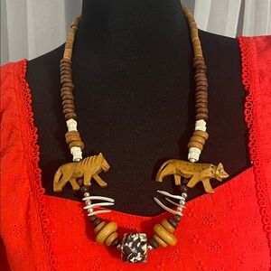 Vintage Hand-carved African Wooden necklace